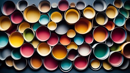 Colorful Circular Containers Arranged in a Pattern