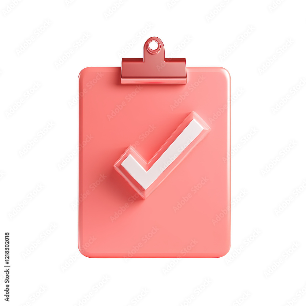Aufkleber pink clipboard with white checkmark symbolizes task completion and organization. this modern design 