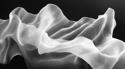 Fototapeta premium White Fabric Draped in Abstract Waves