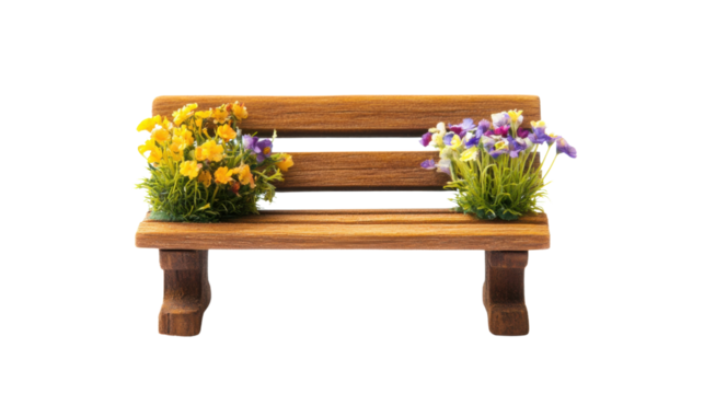 Bench with flowers on transparent background - Powered by Adobe