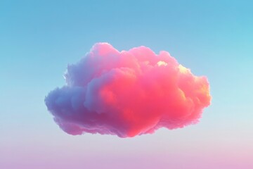Naklejka premium A vibrant, fluffy cloud illuminated by soft pastel colors against a serene sky at sunset