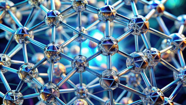 Intricate crystal lattice structure of a diamond under intense magnification, crystal, mineralogy