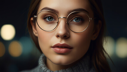 Happy, woman and face in nature for thinking, positive mindset and carefree with mockup space. Female person, smile and inspiration in natural environment for wellness.