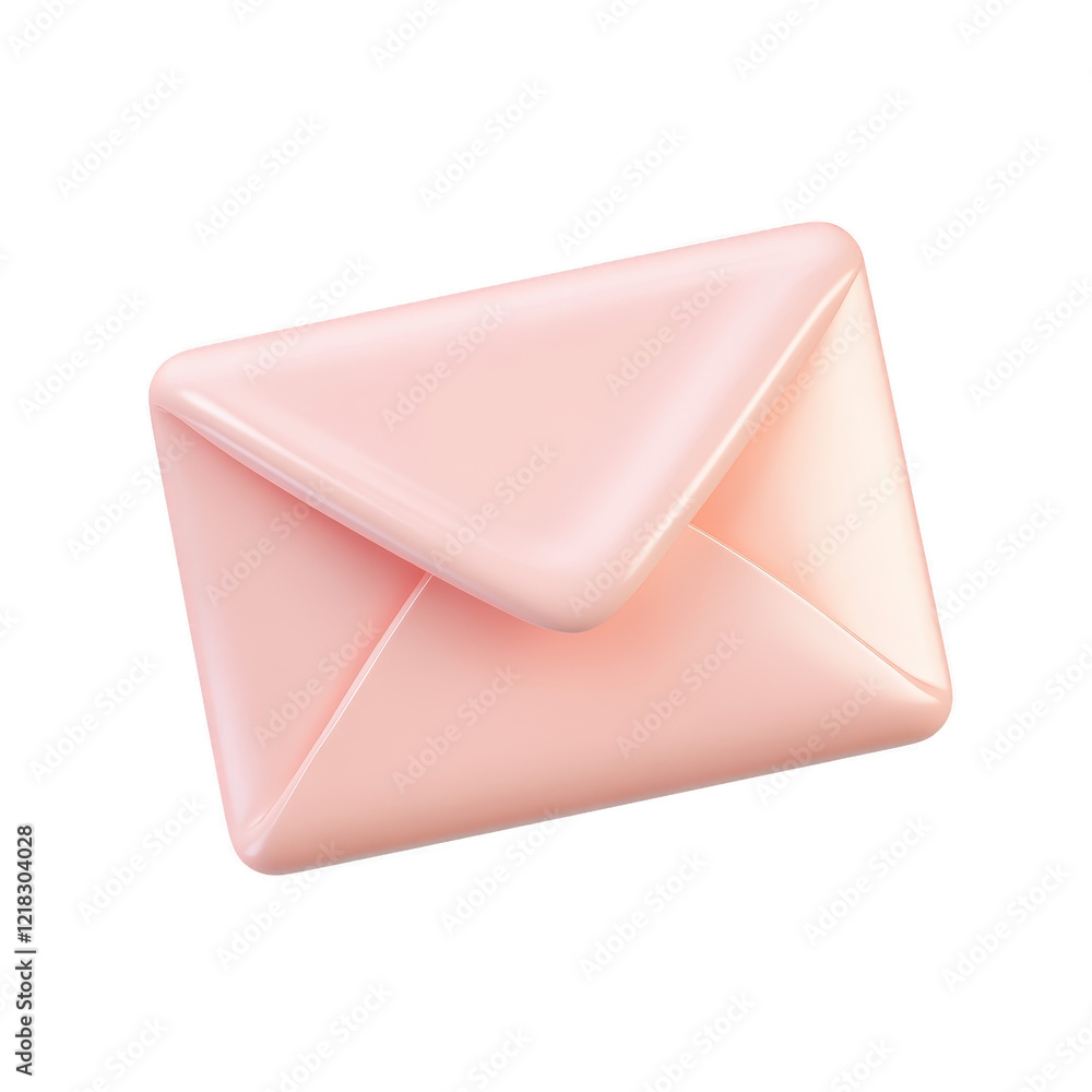 Poster glossy pink envelope with triangular flap, perfect for digital communication. this stylish design ad