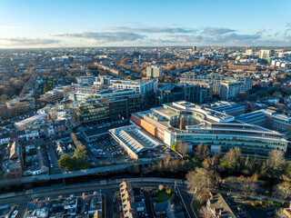 Obraz premium Aerial view of Ballsbridge with modern buildings, Dublin Ireland