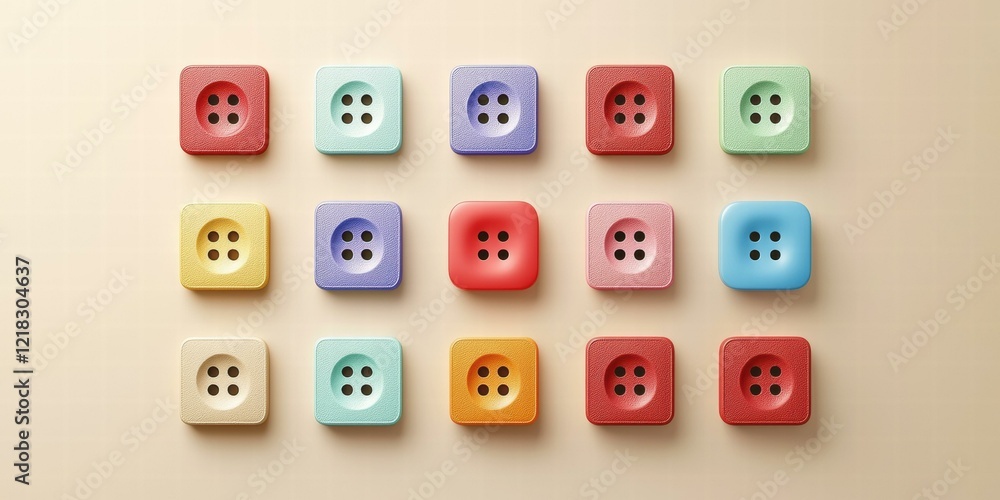 Poster colorful buttons arranged in a grid. ai.