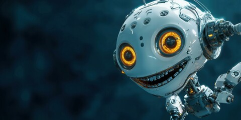 A friendly robot with glowing eyes. AI.