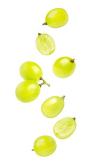 Green grape flying isolated