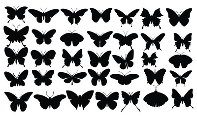 set, silhouette butterfly