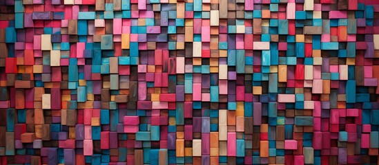Fototapeta premium Vibrant Colorful Wooden Block Abstract Art