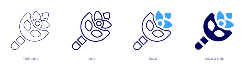 Carnival mask colors icon in 4 different styles. Thin Line, Line, Bold, and Bold Line. Duotone style. Editable stroke
