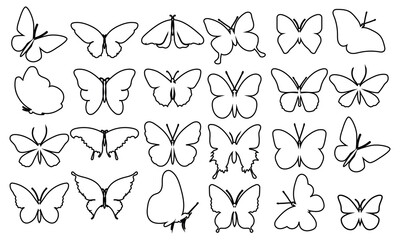 butterfly  outline vector design set 