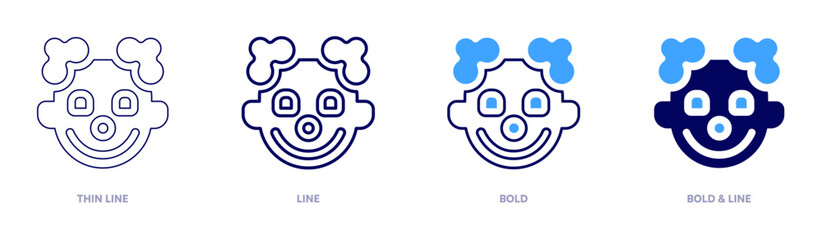 Clown costume party icon in 4 different styles. Thin Line, Line, Bold, and Bold Line. Duotone style. Editable stroke