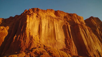 Majestic sandstone cliffs glowing in the sunset, showcasing nature's beauty in a serene landscape
