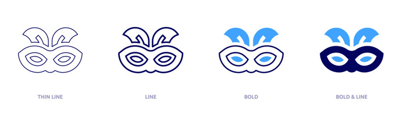 Famous carnival mask icon in 4 different styles. Thin Line, Line, Bold, and Bold Line. Duotone style. Editable stroke