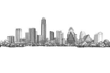 Fototapeta premium Austin Texas Skyline Sketch Black and White Cityscape