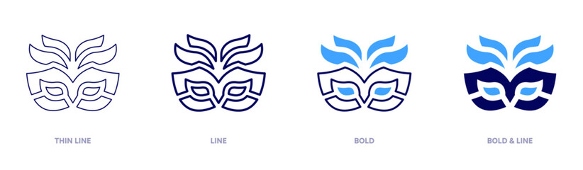 Glam carnival mask icon in 4 different styles. Thin Line, Line, Bold, and Bold Line. Duotone style. Editable stroke