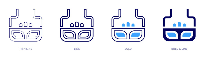 Handmade carnival mask icon in 4 different styles. Thin Line, Line, Bold, and Bold Line. Duotone style. Editable stroke