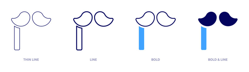 Moustache filter icon in 4 different styles. Thin Line, Line, Bold, and Bold Line. Duotone style. Editable stroke.-1