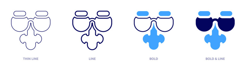 Nose icon in 4 different styles. Thin Line, Line, Bold, and Bold Line. Duotone style. Editable stroke