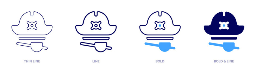 Pirate hat icon in 4 different styles. Thin Line, Line, Bold, and Bold Line. Duotone style. Editable stroke