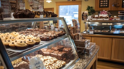 Delicious Display of Baked Goods in a Cozy Bakery Setting