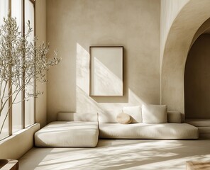 Vertical Frame Mockup in a Modern Living Room Setting