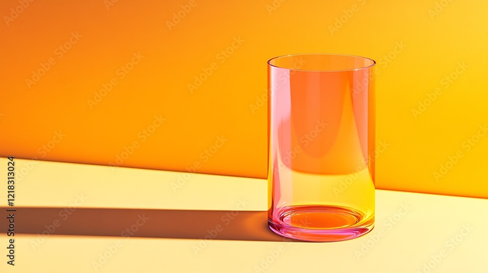 Aufkleber empty modern glass creating colorful shadow on yellow background
