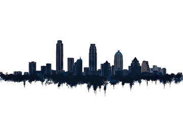 Naklejka premium Austin Texas Skyline Night Cityscape Blue Hues