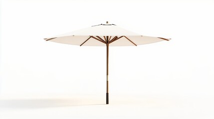 Classic Wooden Patio Umbrella White Shade Outdoor Sun Protection