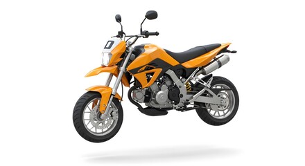 Obraz premium Orange Supermoto Motorcycle Isolated on White Background