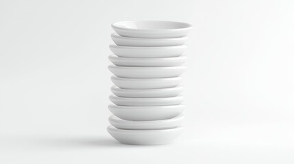 Obraz premium Stack of White Porcelain Dishes Perfect for Serving