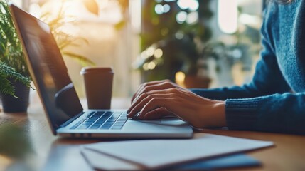 A person is typing on a laptop computer