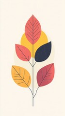 Abstract Autumn Leaves Branch Design Artwork