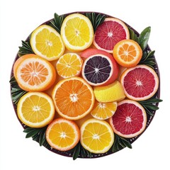 Fototapeta premium A colorful citrus fruit platter with oranges, grapefruits, and tangerines
