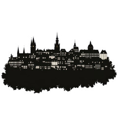 Fototapeta premium Night Silhouette of Prague Castle Illuminated Windows