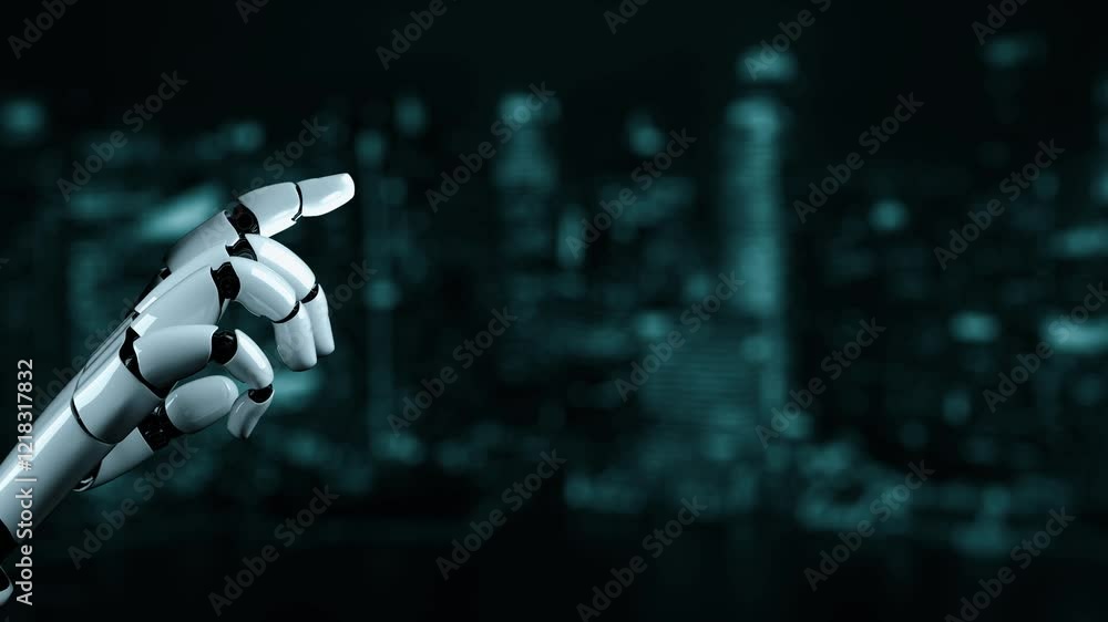 Poster futuristic robot artificial intelligence enlightening ai technology development and machine learning
