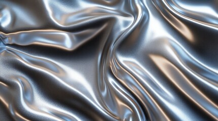 Obraz premium Silver Draped Fabric Showing Smooth Waves and Texture