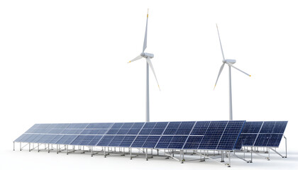 solar panels and wind turbine