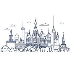 Obraz premium Moscow Skyline St Basil Cathedral Kremlin Towers Cityscape