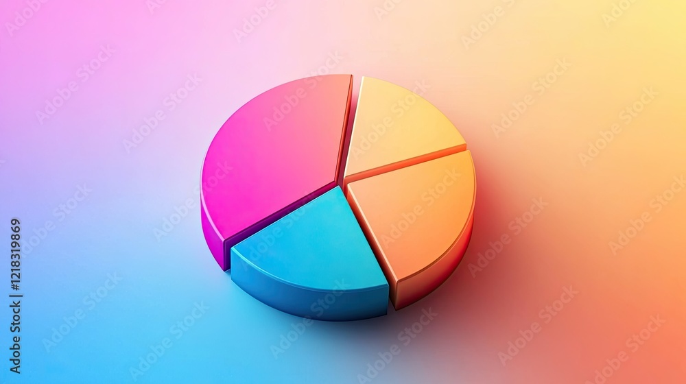 Aufkleber a clean glowing pie chart on a gradient background representing campaign success metrics.