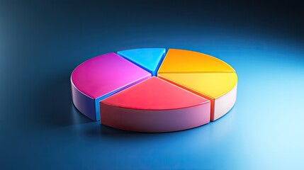 Obraz premium A glowing abstract pie chart surrounded by keywords and analytics data, symbolizing targeted marketing.