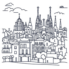 Obraz premium Girona Cathedral cityscape skyline Spain architecture travel