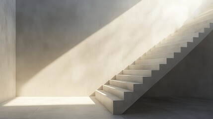 Modern Minimalist Concrete Staircase Design in Sunlit Interior Space