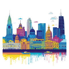 Fototapeta premium Vibrant Buenos Aires Skyline Cityscape Art