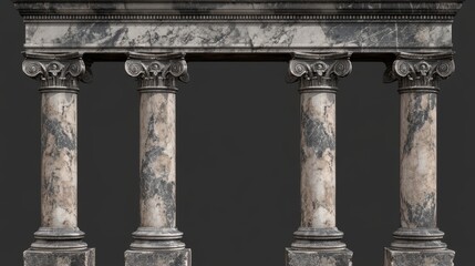 Obraz premium 3D set of antique marble pillars isolated on transparent background. Vector realistic illustration of ancient roman and greek style architecture design elements, classic palace building colonnade