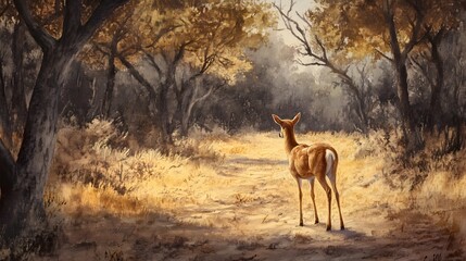 Deer in dry forest landscape