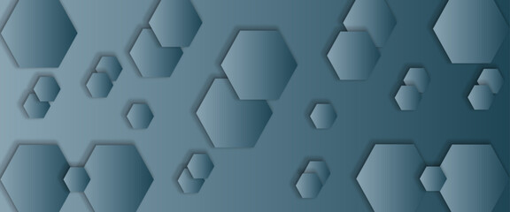 Modern elegant shiny blue hexagon shapes. Technology futuristic concept. Suit for banner, poster, flyer, cover, website, science. 