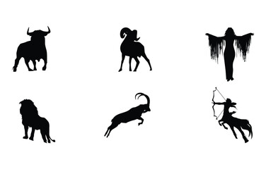 Zodiac Silhouettes: Modern Minimalist Animal and Mythical Figures