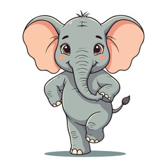 Cute Elephant Cartoon Vector Icon Illustration Animal Sport Icon Isolated Flat vector illustration